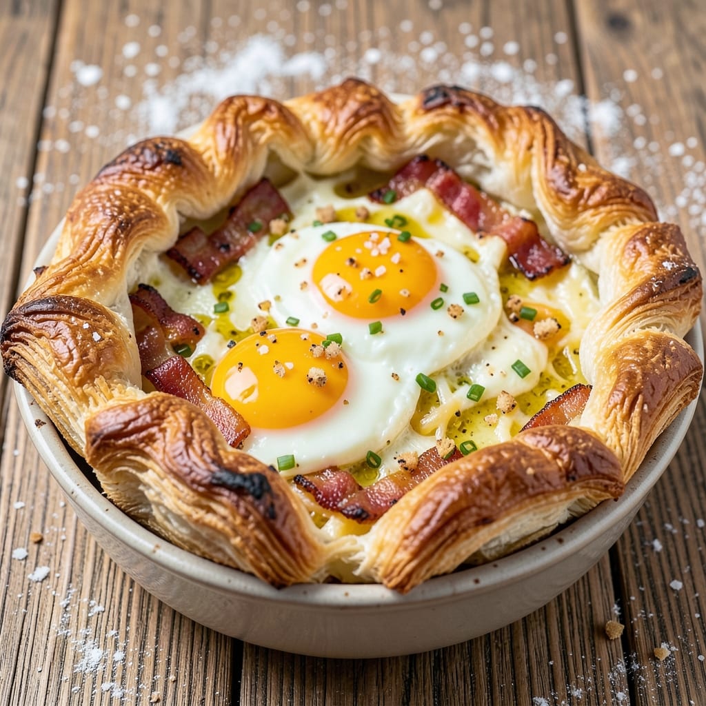 Bacon Egg Cheese Puff Pastry Recipe: Flaky Layers With Runny Yolk Rivers