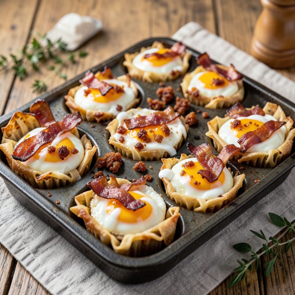 Carnivore Egg Muffins Recipe: Crispy Wonton Crusts with Runny Yolk Magic