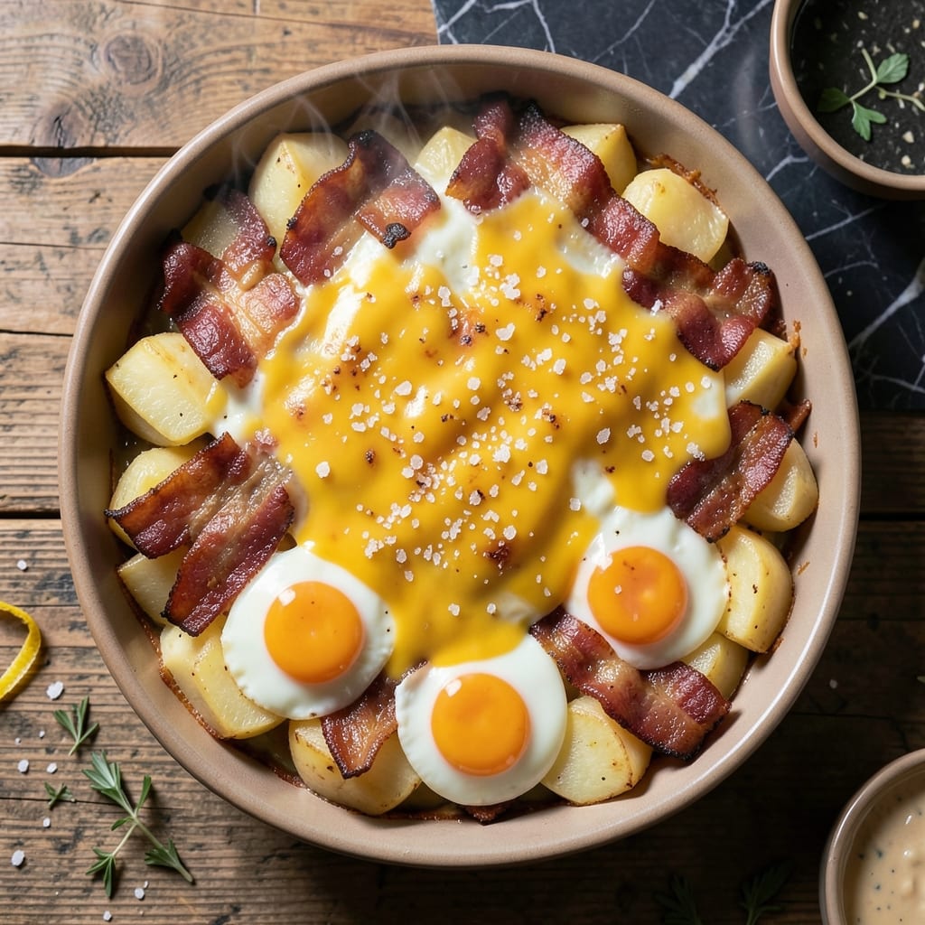 Bacon, Potato, and Egg Casserole Recipe: Crispy Top, Runny Yolk Magic in One Pan