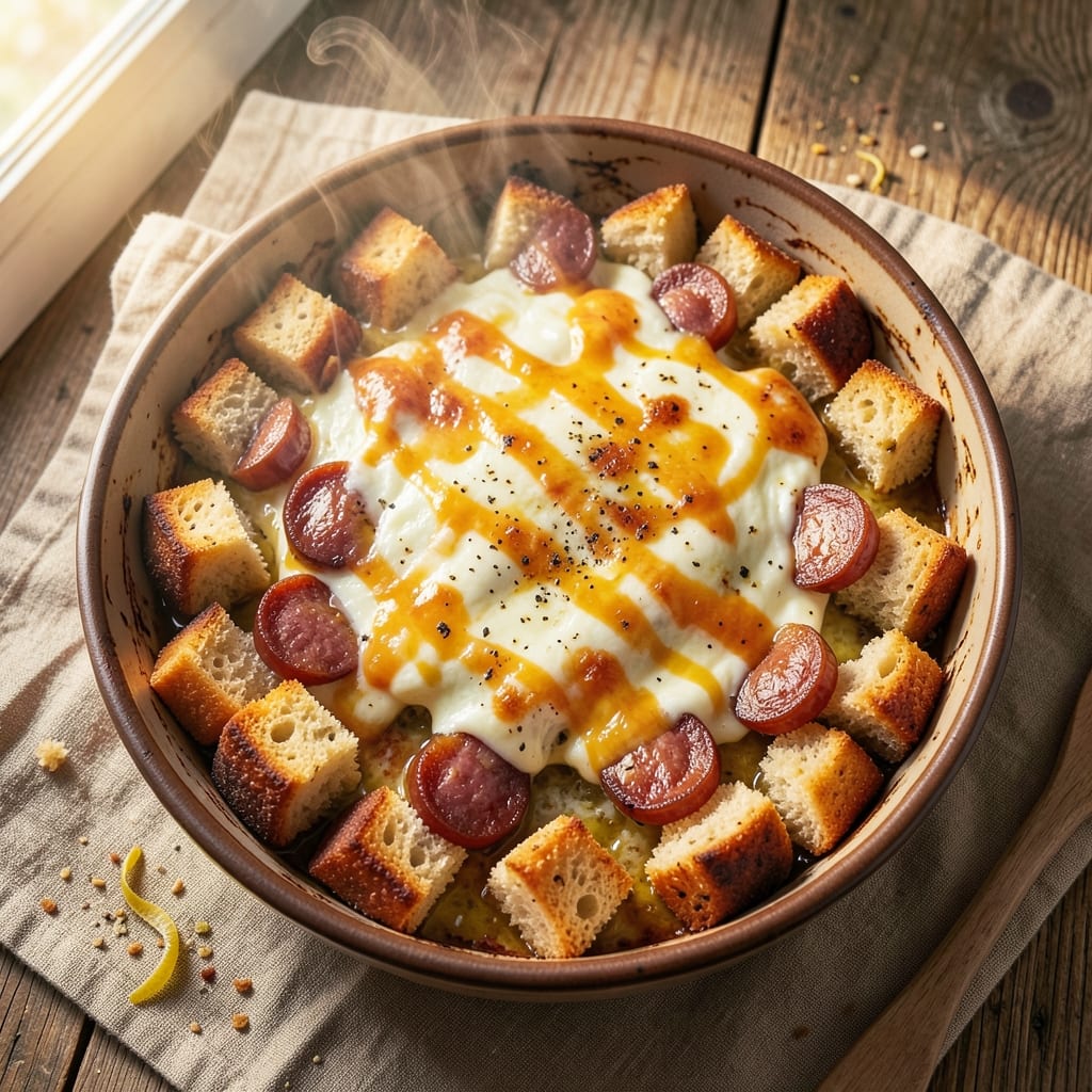 Egg Bake Recipe With Bread And Sausage: Crispy Top, Gooey Centers, Breakfast Crowd-Pleaser