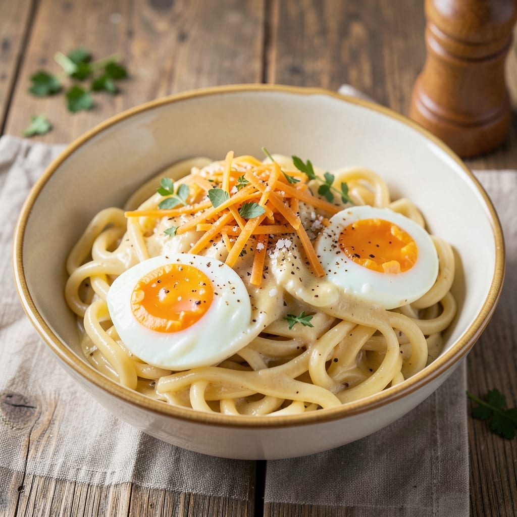 Cheese Egg Noodles Recipe: Golden Crust, Silky Yolk Rivers