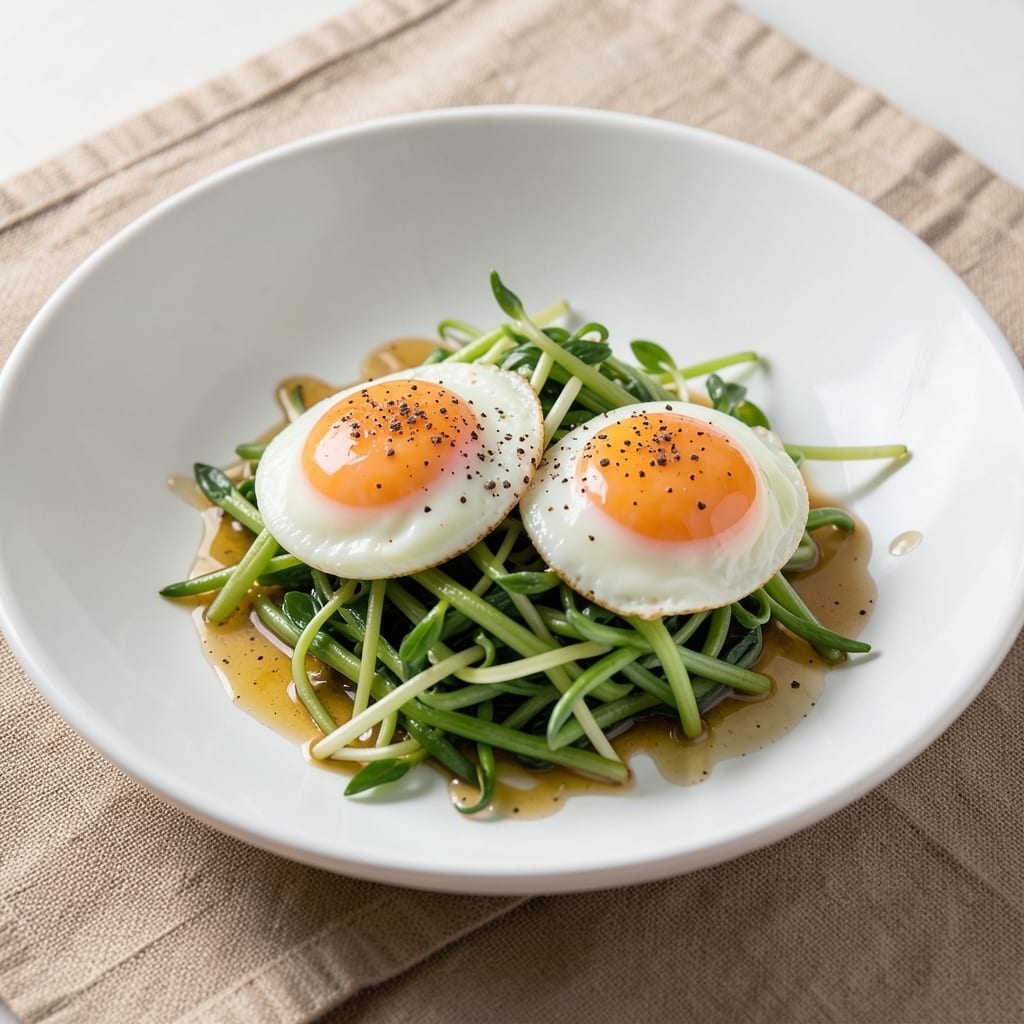 Egg and Bean Sprouts Recipe: Crispy-Fried Bites With Silky Yolk Rivers