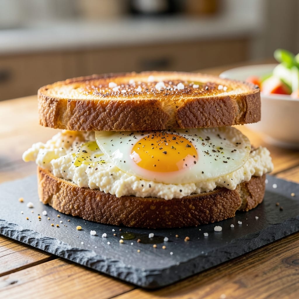 Cottage Cheese Egg Sandwich Recipe: Crispy Toasted Crunch and Creamy Yolk Fusion