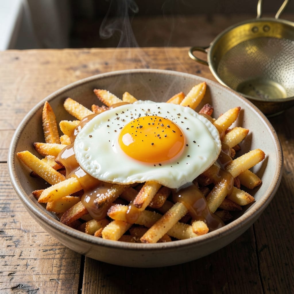 Breakfast Poutine Recipe: Crispy Fries Topped With Fried Egg Magic
