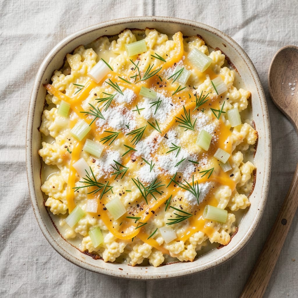 Baked Egg Scramble Casserole Recipe: Crispy Celery-Topped Comfort in One Pan
