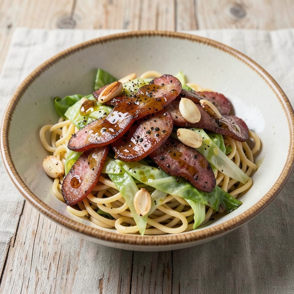 Cabbage Egg Noodles and Sausage Recipe: One-Pan Hearty Breakfast With Sizzling Sausage