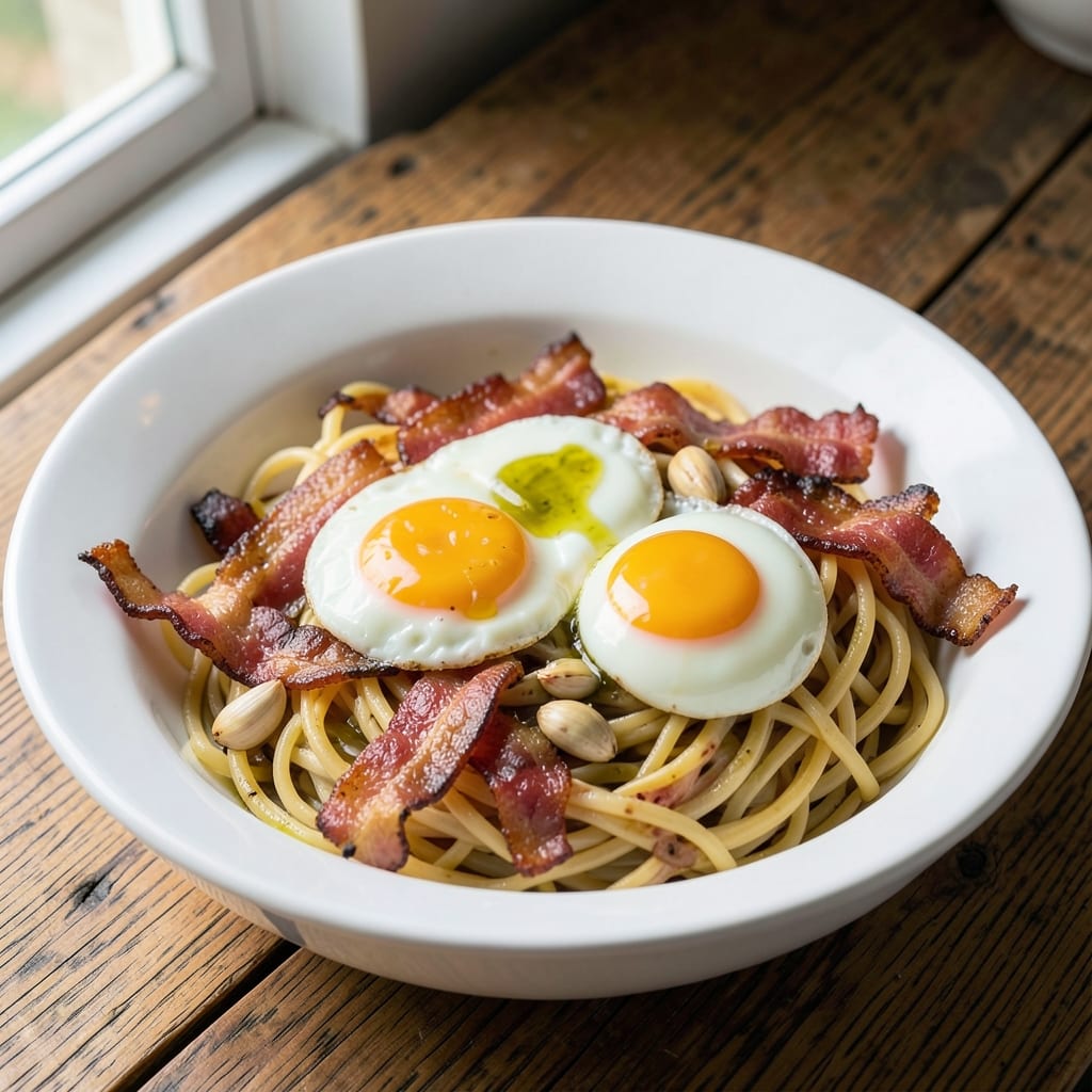 Bacon, Egg, and Spaghetti Recipe: Smoky Crispy Edges With Creamy Yolk Streaks
