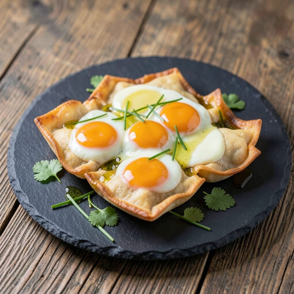 Duck Egg Breakfast Recipe: Golden Yolk Rivers in Crispy Wonton Cups