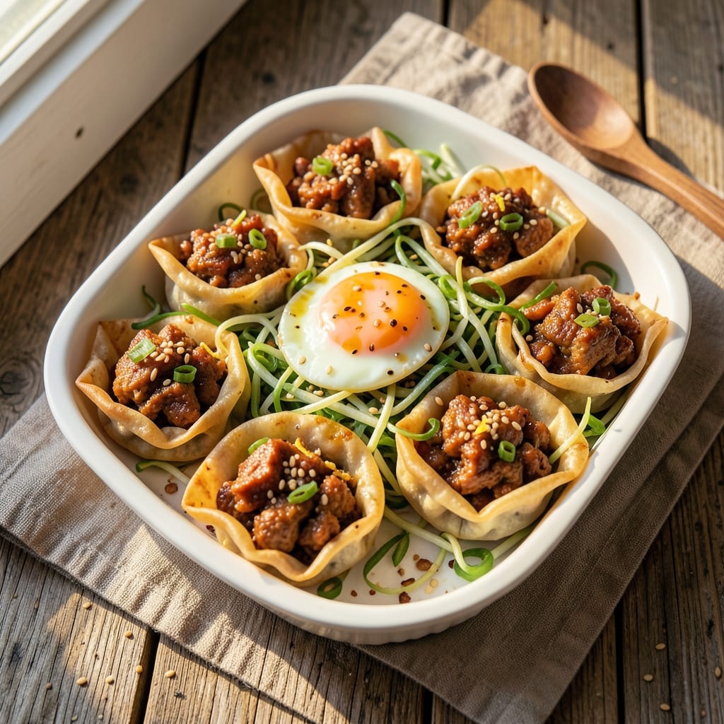 Chicken Egg Roll Recipe With Bean Sprouts: Crispy Wonton Cups Stuffed With Zesty Yolk Magic