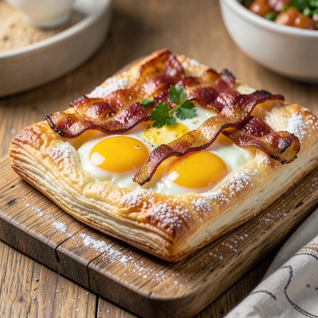 Bacon and Egg Puff Pastry Recipe: Crispy Layers Cradling Runny Yolk Magic