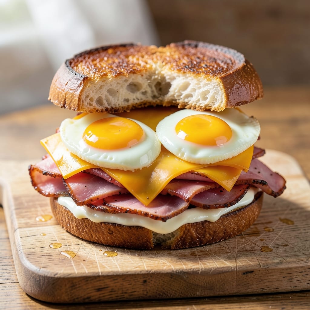 Best Ham, Egg, and Cheese Sandwich Recipe: Toasted Bun Crunch and Melty Cheese Layers
