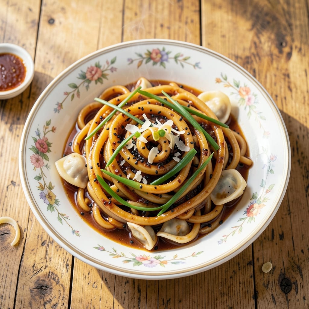 Chinese Dry Egg Noodle Recipe: Wonton-Wrapped Silky Yolk Delight