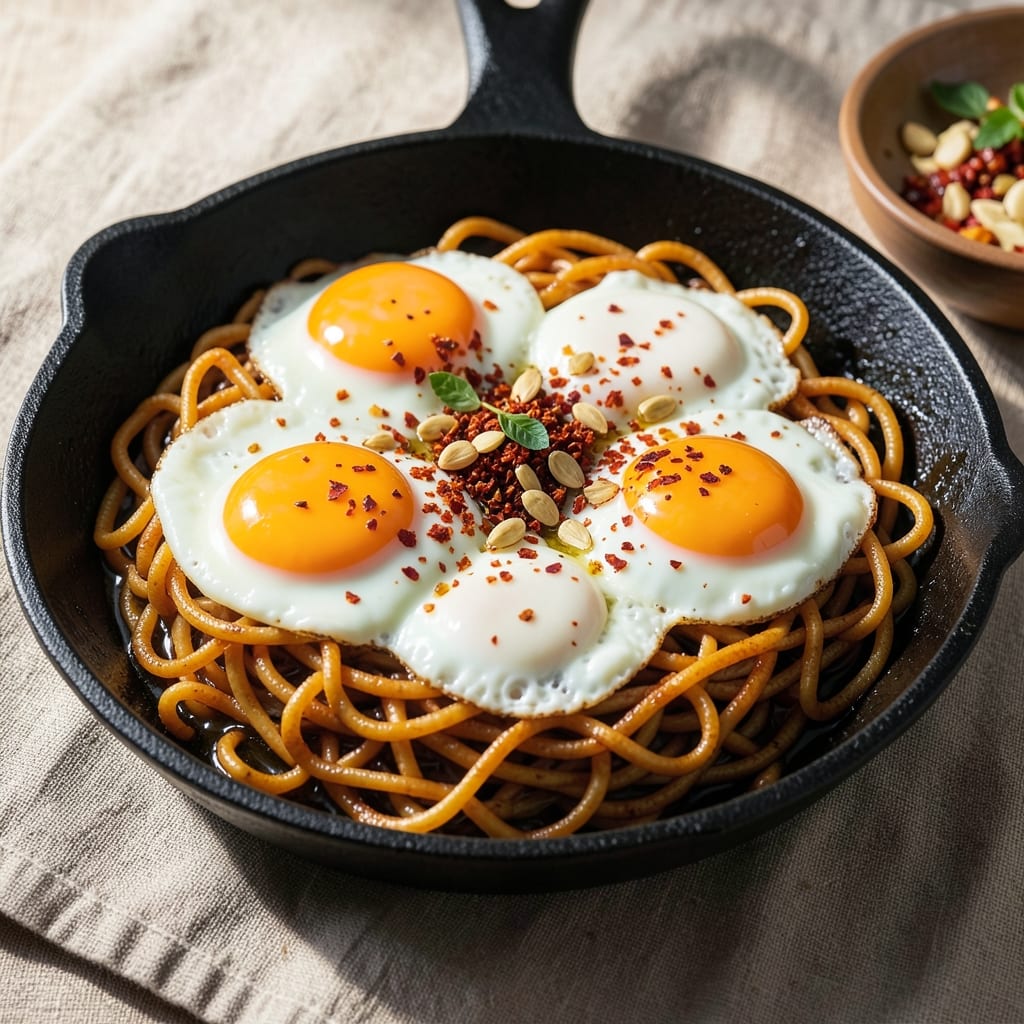 Crispy Fried Egg Noodles Recipe: Golden Crunch Meets Silky Yolk Rivers