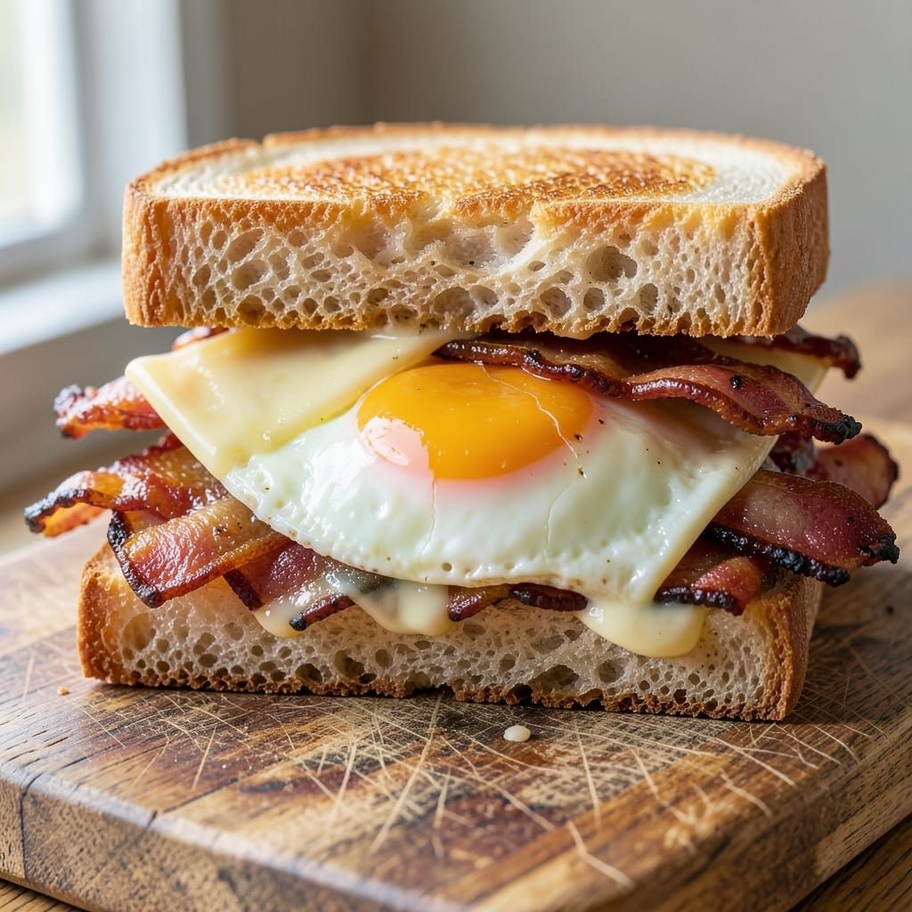 Bacon Gouda Egg Sandwiches Recipe: Crispy Bacon and Melty Cheese Stack