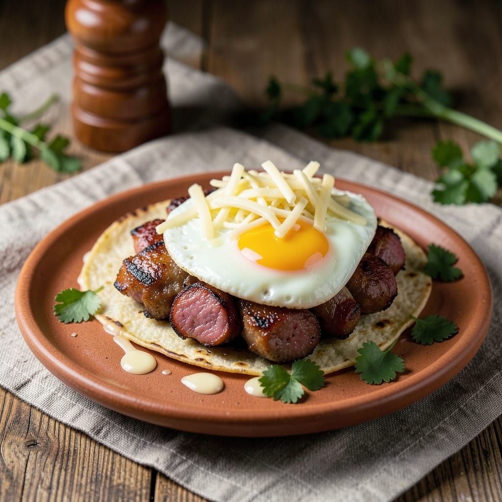 Country Sausage and Egg Tacos Recipe: Crispy Wraps With Runny Yolk Rivers