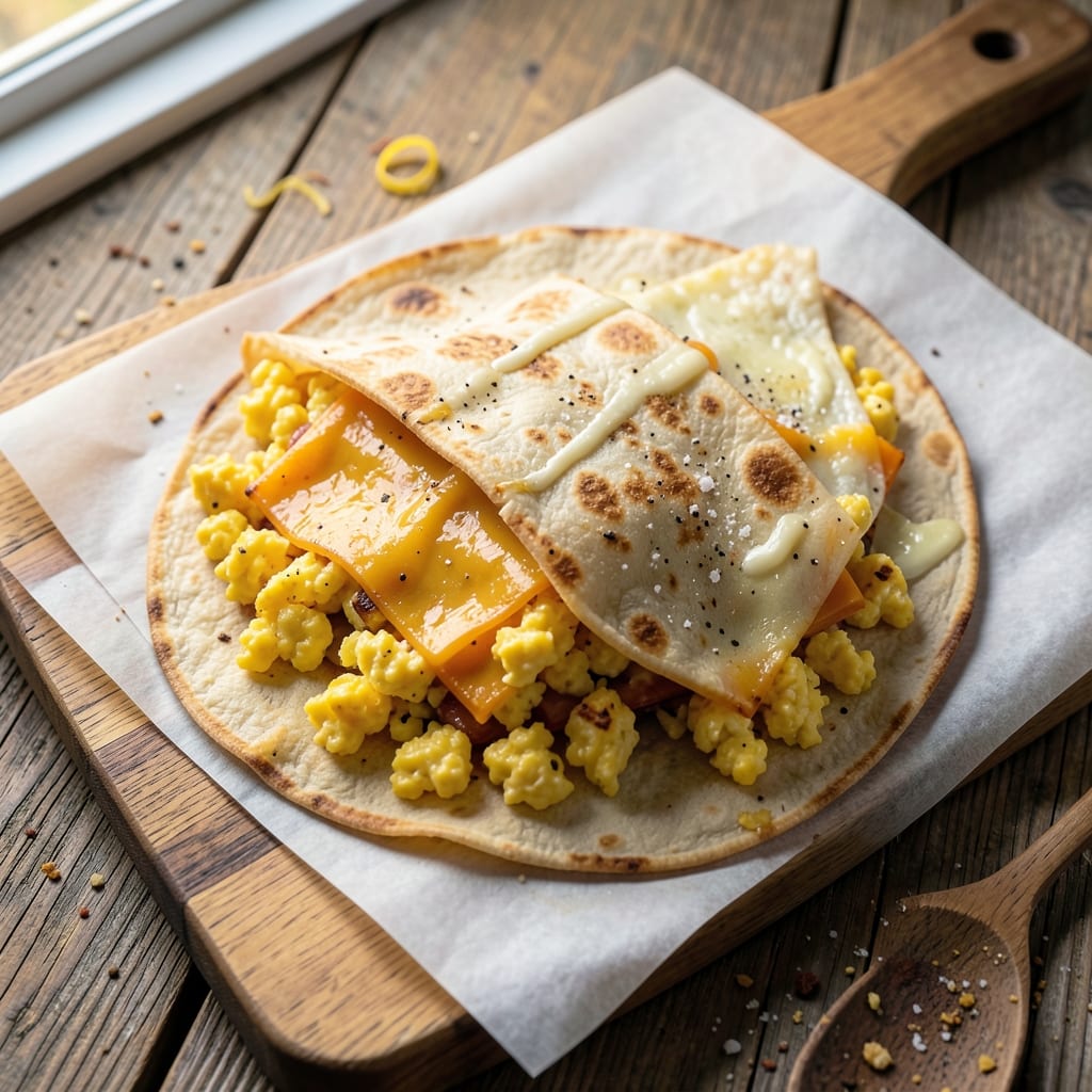 Dunkin' Donuts Egg and Cheese Wrap Recipe: Flaky Tortilla with Melty Cheese and Soft Scrambled Eggs