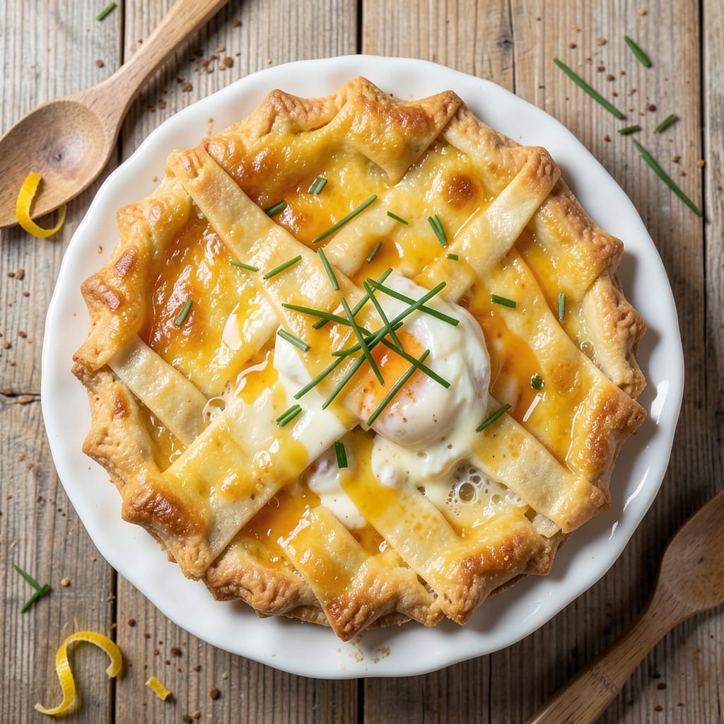Egg and Cheese Pie Recipe: Crispy Wonton Crust with Silky Yolk Rivers