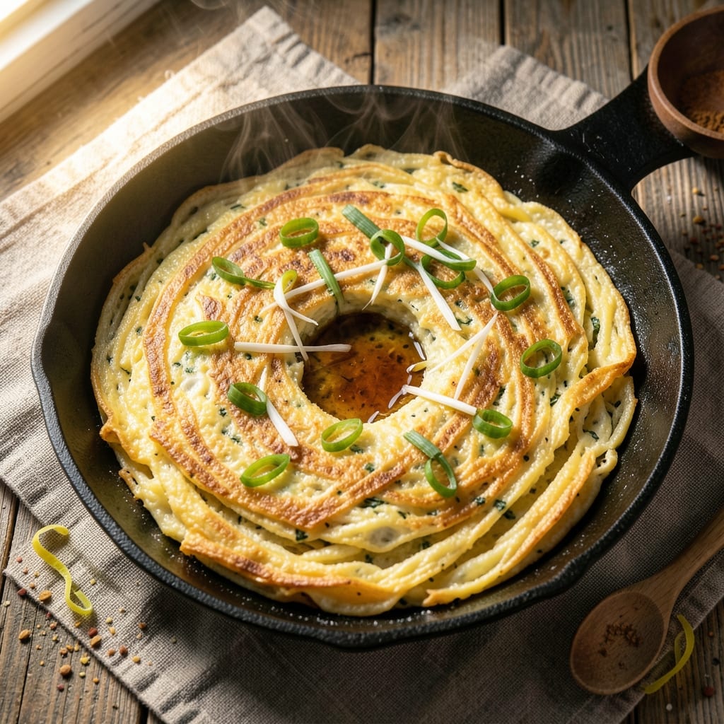 Chinese Breakfast Egg Pancake Recipe: Fluffy Wonton Wrappers With Runny Yolk Magic