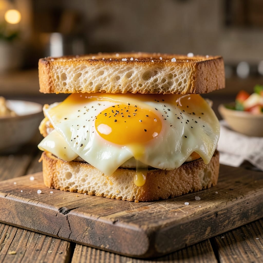Bodega Egg Sandwich Recipe: Crispy Fried Eggs and Cheese on Toasted Bread